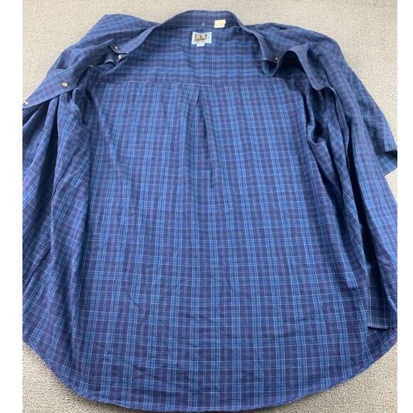 Ely Casuals Plaid Button Down Shirt Men 4XLT Blue Plaid Short Sleeve Western - Picture 3 of 9